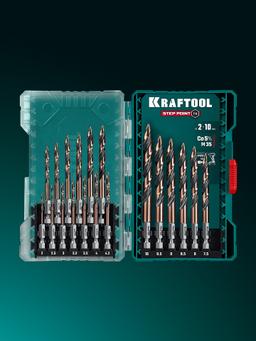 KRAFTOOL STEP POINT, 19 шт, набор сверл по металлу для винтовёртов и шуруповертов IMPACT READY (29653-H19) - 2