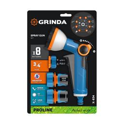 GRINDA Х-834, пистолет поливочный X-8, коннектор 3/4, конектор 3/4 с автостопом, адаптер с внутр. резьбой 1/2 х 3/4,набор поливочный PROLine (429167) - 6