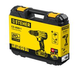 STEHER V1, 20 В, 40 Н·м, 1 АКБ (2 А·ч), дрель-шуруповерт, кейс (CD-200-1) - 3