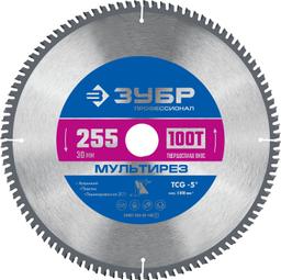 ЗУБР Мультирез, 255 x 30 мм, 100Т, пильный диск по алюминию, Профессионал (36907-255-30-100) - 1