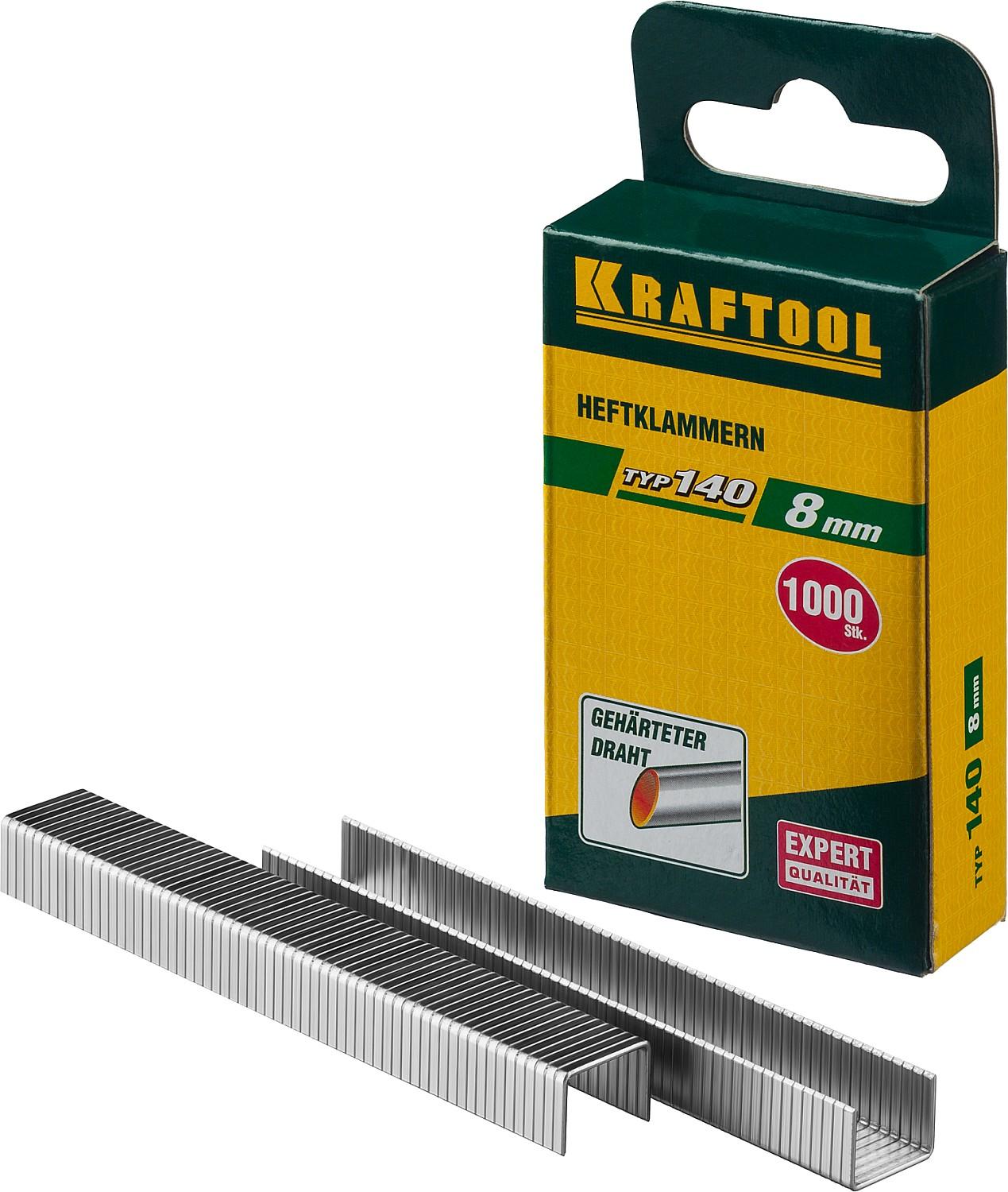 KRAFTOOL тип 140 (G/11/57) 8 мм, 1000 шт, калибр 20GA, скобы для степлера (31680-08)