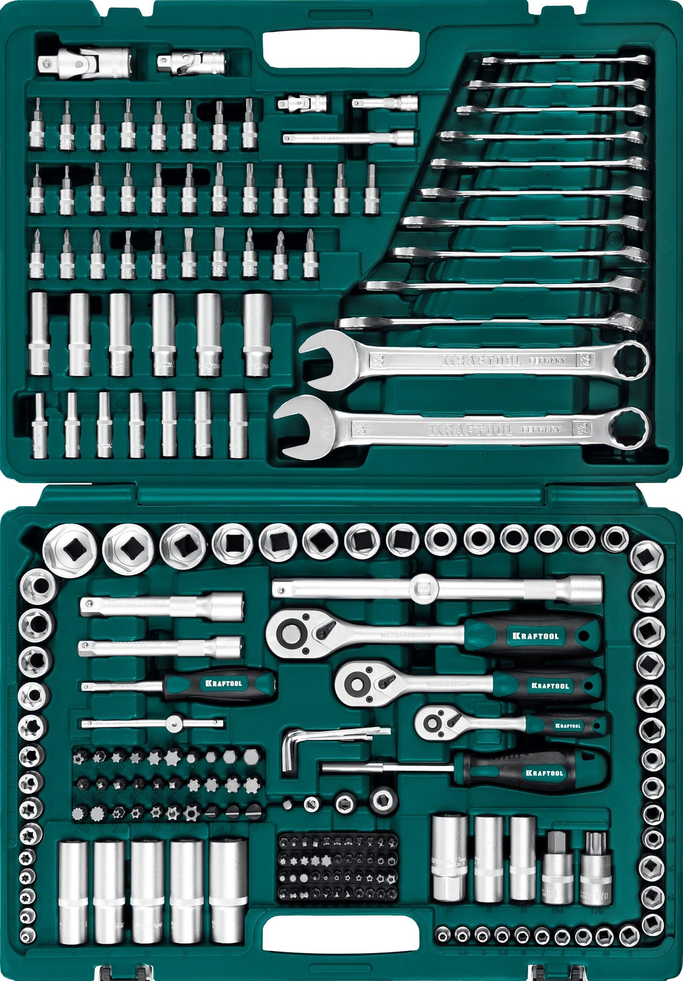KRAFTOOL X Drive, 216 предм., (1/2"+3/8"+1/4"), универсальный набор инструмента (27888-H216)