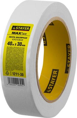 STAYER MAXTape, 30 мм х 40 м, креповый, малярный скотч (1211-30) - 2