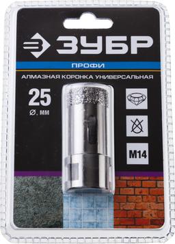ЗУБР АВК, d 25 мм, (М14, 15 мм кромка), вакуумная алмазная коронка, Профессионал (29865-25) - 2