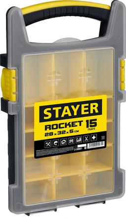 STAYER ROCKET-15, 280 x 320 x 50 мм, (11"), пластиковый органайзер с 15 съемными лотками (2-38031) - 1