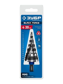 ЗУБР BLACK FORCE 4-39мм, 14 ступеней, винтовая проточка, сверло ступенчатое, ПРОФЕССИОНАЛ (29671-4-39-14) - 2