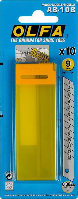 OLFA  9 х 80 х 0.38 мм, 10 шт, сегментированные лезвия (OL-AB-10B) - 5