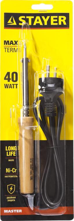 STAYER MAXTerm, 40 Вт, конус, электропаяльник с деревянной рукояткой (55310-40) - 2