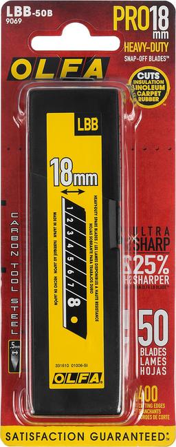 OLFA EXCEL BLACK, 18 х 100 х 0.5 мм, 50 шт, сегментированные лезвия (OL-LBB-50B) - 2