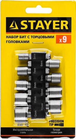 STAYER 9 шт, набор бит с адаптером (26089-H9) - 2