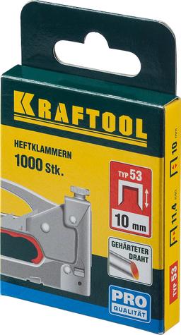 KRAFTOOL тип 53 (A/10/JT21) 10 мм, 1000 шт, калибр 23GA, скобы для степлера (31670-10) - 2