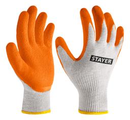 STAYER ULTRA, S-M, х/б перчатки с рельефным латексным покрытием, противоскользящие (11403-S) - 1