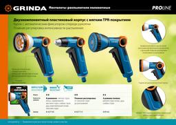 GRINDA  X-S, с регулятором напора, душевой, 4 режима, курок спереди, двухкомпонентный, поливочный пистолет, PROLine (429165) - 6