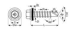 ЗУБР СКД 6002, 70 х 4.8 мм, зелёный лист, 160 шт, кровельный саморез, Профессионал (4-300315-48-070-6002) - 1