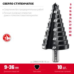 ЗУБР 9-36мм, 10 ступеней, сверло ступенчатое (29665-9-36-10) - 3