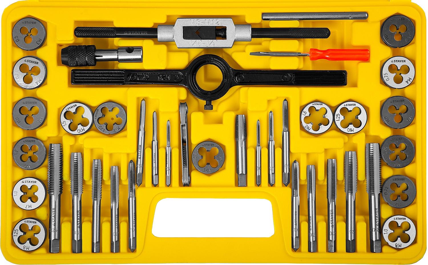 STAYER  MaXCut, 40 предметов, инструментальная сталь, набор метчиков и плашек (2805-H40)