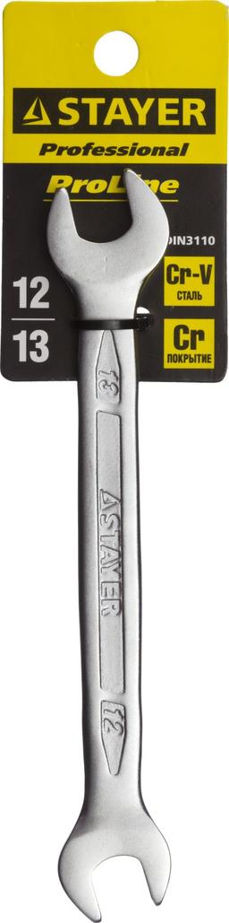 STAYER 12 x 13 мм, рожковый гаечный ключ, Professional (27035-12-13) - 2