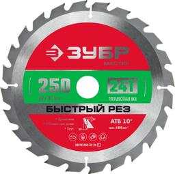 ЗУБР Быстрый рез, 250 x 32/30 мм, 24Т, пильный диск по дереву (36910-250-32-24) - 1