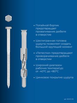 ЗУБР ФД-П 10 x 120 мм, фасадный дюбель, нейлон/цинк, 50 шт (301475-120) - 4