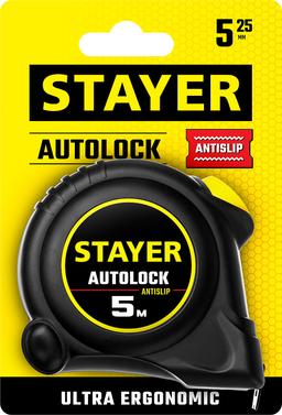 STAYER  AutoLock, 5 м х 25 мм, рулетка с автостопом (2-34126-05-25) - 2