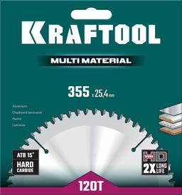 KRAFTOOL Multi Material, 355 х 25.4 мм, 120Т, пильный диск по алюминию (36953-355-25.4) - 2