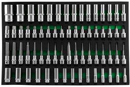 S04HD4366SV Набор головок торцевых глубоких 3/8", 1/2"DR и насадок торцевых 1/2"DR с вставками-битами в EVA ложементе 560x400 мм, 66 предметов - 1