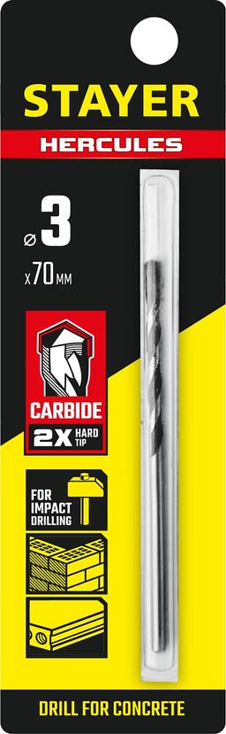 STAYER Hercules, 3 x 70 мм, сверло по бетону, Professional (2915-070-03) - 2