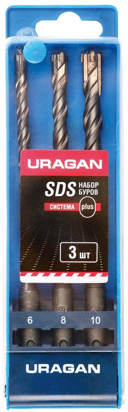 URAGAN 3 шт: 5 х 160, 6 х 160, 8 х 160 мм, набор SDS-plus буров (901-25554-H3) - 1