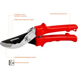 GRINDA G-35, 200 мм, закаленные лезвия, тефлоновое покрытие, пластиковые рукоятки, плоскостной секатор (40212) - 3