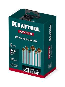 KRAFTOOL EXTREME Со5-А, 6 шт (6.3, 8.3, 10.4, 12.4, 16.5, 20.5 мм), Z3, 90°, сталь M35, U-образная спираль, набор зенковок (29734-H6) - 10