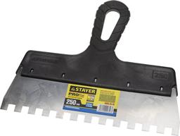 STAYER  PROFlat, 250 мм, зуб 10 х 10 мм, пластиковая ручка, зубчатый, нержавеющий, фасадный шпатель, Professional (1009-25-10) - 1