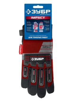 ЗУБР IMPACT р.L (9), красные, профессиональные комбинированные перчатки, антивибрационные, противоударные, Профессионал (11478-L) - 4