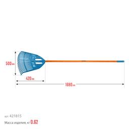 GRINDA PP-23 FIBER, 500 х 50 х 1680 мм, 23 зубца, ударопрочный пластик, фибергласовый черенок, грабли веерные пластиковые, PROLine (421815) - 8