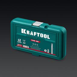 KRAFTOOL THS-42, 42 шт (HEX, TX, SPLINE) хвостовик 10 мм под квадрат 1/2″ набор специальных бит (26554) - 3