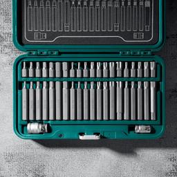 KRAFTOOL THS-42, 42 шт (HEX, TX, SPLINE) хвостовик 10 мм под квадрат 1/2″ набор специальных бит (26554) - 5