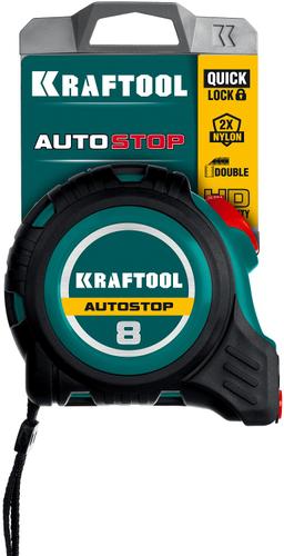 KRAFTOOL AutoStop, 8 м х 25 мм, профессиональная рулетка с автостопом (3412-8-25) - 5