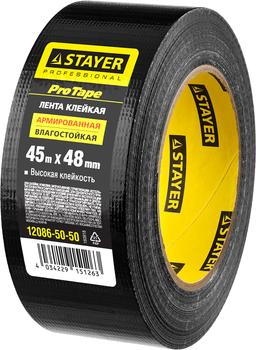 STAYER 48 мм, 45 м, черная, армированная лента, Professional (12086-50-50) - 2