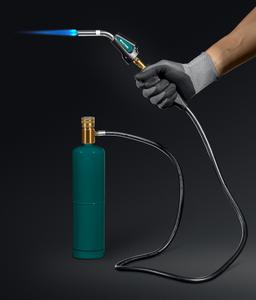 KRAFTOOL KS-8000, со шлангом 1.4м с пьезоподжигом на баллон турбо нагрев + 30% 2000°C, Газовая горелка Blue Fire (55512) - 3