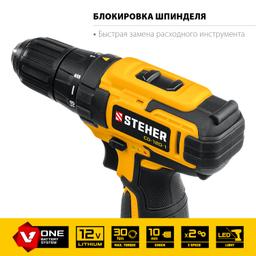 STEHER 12 В, 30 Н·м, 1 АКБ (2 А·ч), дрель-шуруповерт, кейс (CD-120-1) - 7