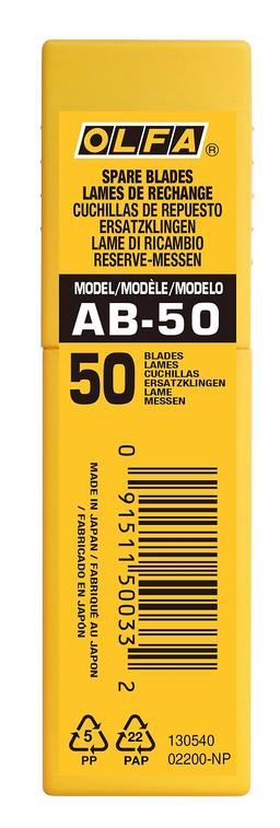 OLFA  9 мм, 50 шт, в боксе, сегментированные лезвия (OL-AB-50) - 2