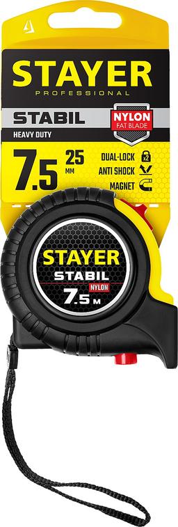 STAYER Stabil, 7.5 м х 25 мм, рулетка с двухсторонней шкалой, Professional (34131-075) - 2