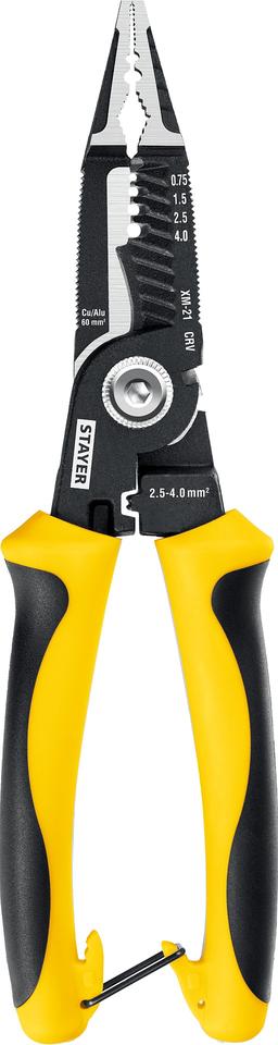 STAYER XM-21, резка d 14мм, зачистка 0.75 – 25 мм2, кримпер 2.5 мм2, плоскогубцы 210 мм, многофункциональные клещи, Professional (23342-21) - 3