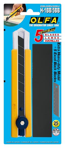 OLFA 25 мм, в комплекте с лезвиями EXCEL BLACK 5 шт, нож (OL-H-1BB/5BB ) - 2