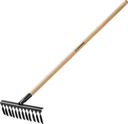 GRINDA GS-12 WOOD, 385 х 95 х 1300 мм, 12 витых зубцов, углеродистая сталь, антикор. покрытие, черенок дерев. высш. сорт, садовые грабли(39581-12) - 1