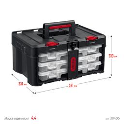 KETER STACKNROLL, 481 х 332 х 233 мм, (19″), пластиковый ящик с 3 органайзерами и 18 ячейками (38406) - 9