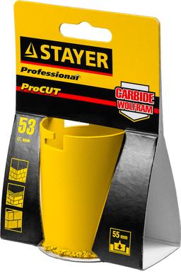 STAYER 53 мм, L 55 мм, карбид вольфрама, кольцевая коронка, Professional (33345-53) - 2