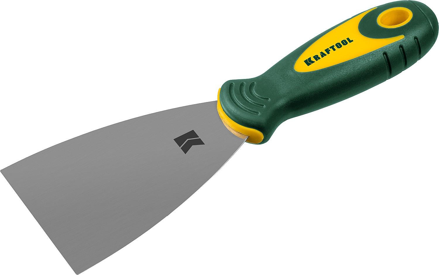 KRAFTOOL  75 мм, х-образное профилированное полотно, двухкомпонентная ручка, нержавеющий, шпатель (10035-075)