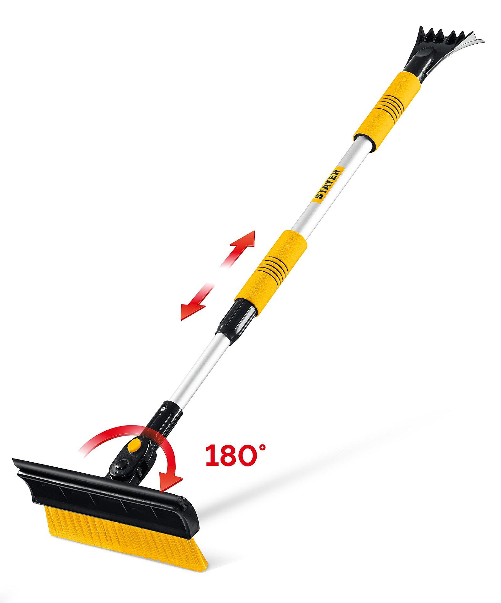 STAYER 980 - 1450 мм, телескопическая со скребком и водосгоном, автомобильная щетка-сметка (61042-145)