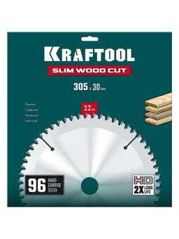 KRAFTOOL Slim wood cut 305 х 30 x 2.2 мм, 96Т, диск пильный по дереву, (36955-305-30-96) - 2