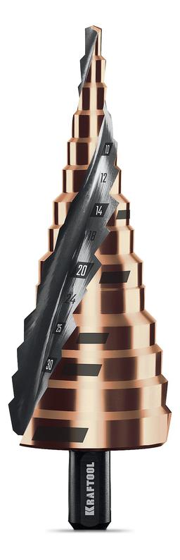 KRAFTOOL COBALT 4-39мм, 14 ступеней, азотирование, винтовая спираль, сверло ступенчатое(29691-4-39-14) - 1
